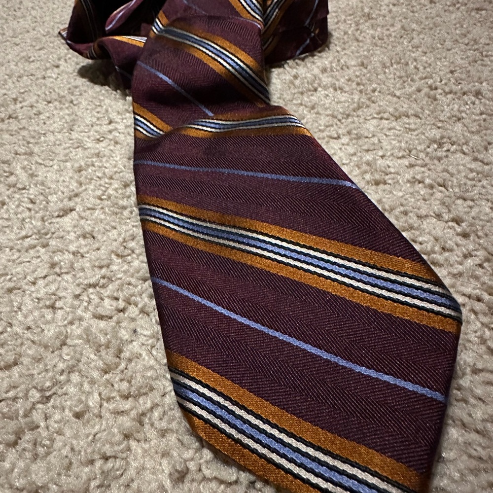 Jos. A. Bank Burgundy and Gold Striped Tie